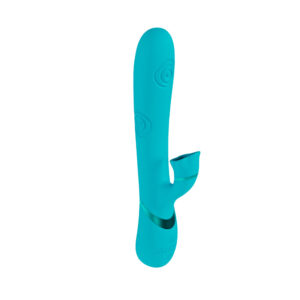 Alternative view of VIVE Fiore Rechargeable G-Spot Air Wave and Tapping Flared Clit Stimulator Blue