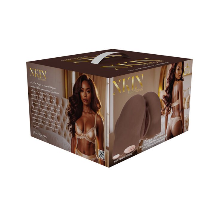 Xkin Bodyforms Kaya Bloom Dual Entry Vibrating Masturbator Brown