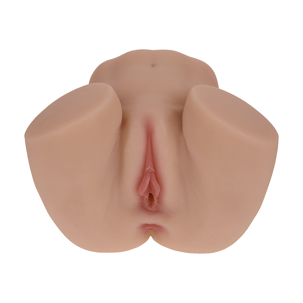 Xkin Bodyforms Nina Vale Dual Entry Vibrating Masturbator Tan - Image 4