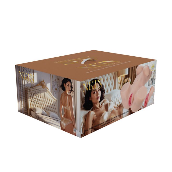 Xkin Bodyforms Ava Monroe Dual Entry Vibrating Masturbator with Interchangeable Sleeve Beige