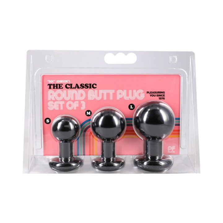 The Classic Round Butt Plug Black 3-Piece Set