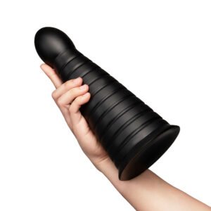 b-Vibe Cone 10 in. Tapered & Ribbed Dildo with Suction Cup - Image 10