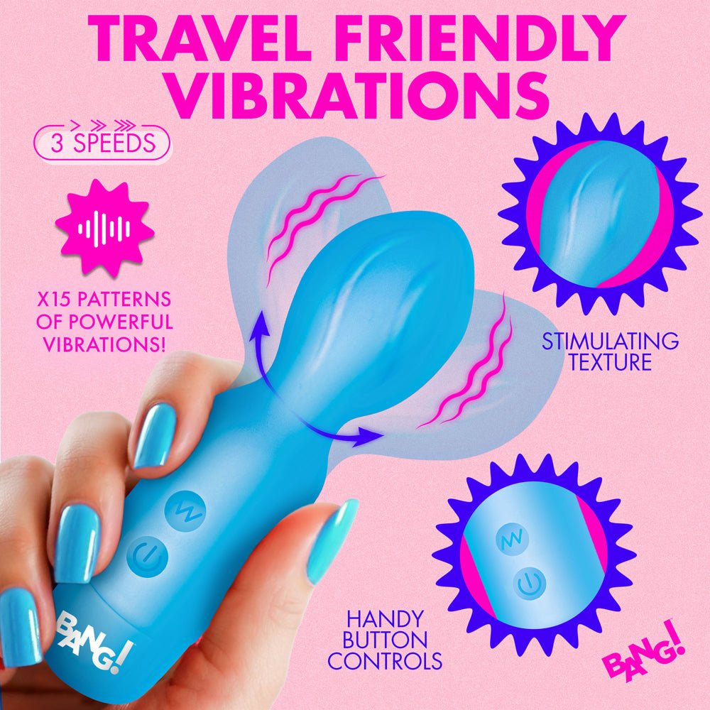BANG! Vibrating Silicone Mini Wand Blue - Image 3