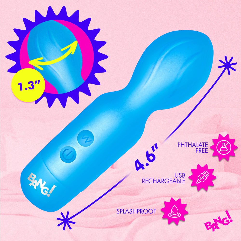 BANG! Vibrating Silicone Mini Wand Blue - Image 5