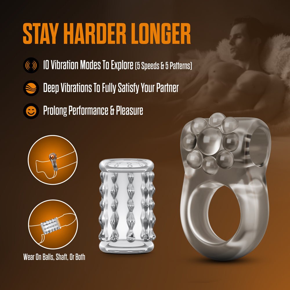 Stay Hard Vibrating Cock Ring Set with Sleeve 1 - Image 9