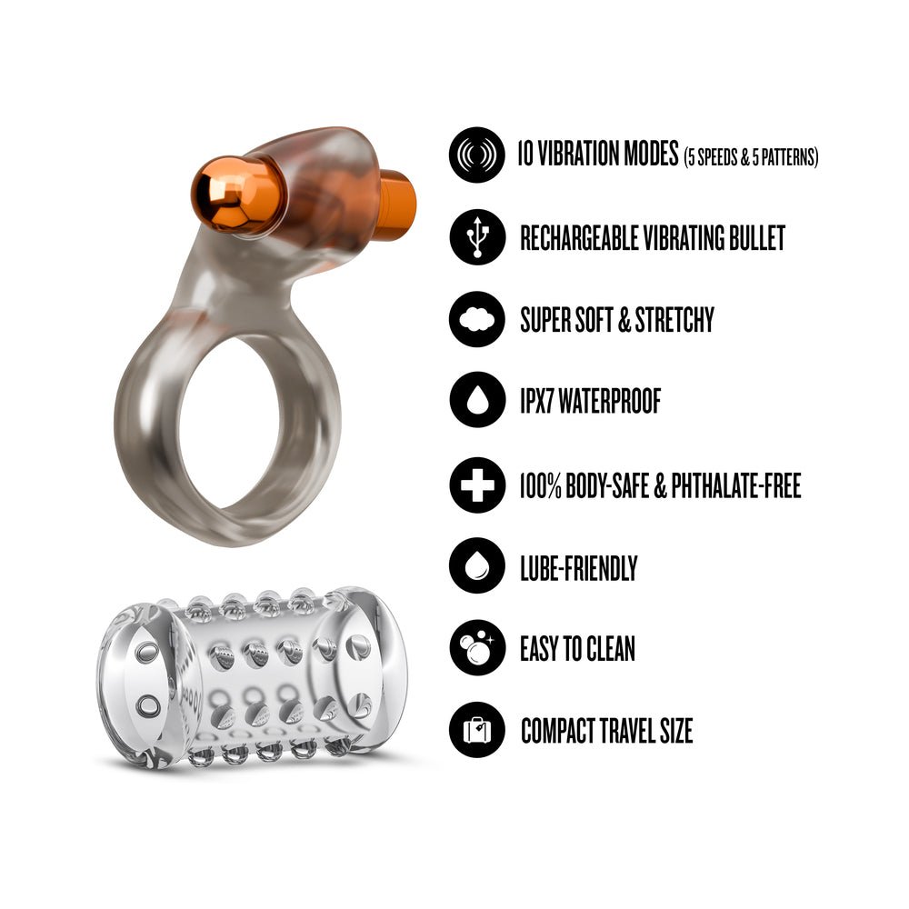 Stay Hard Vibrating Cock Ring Set with Sleeve 2 - Image 7