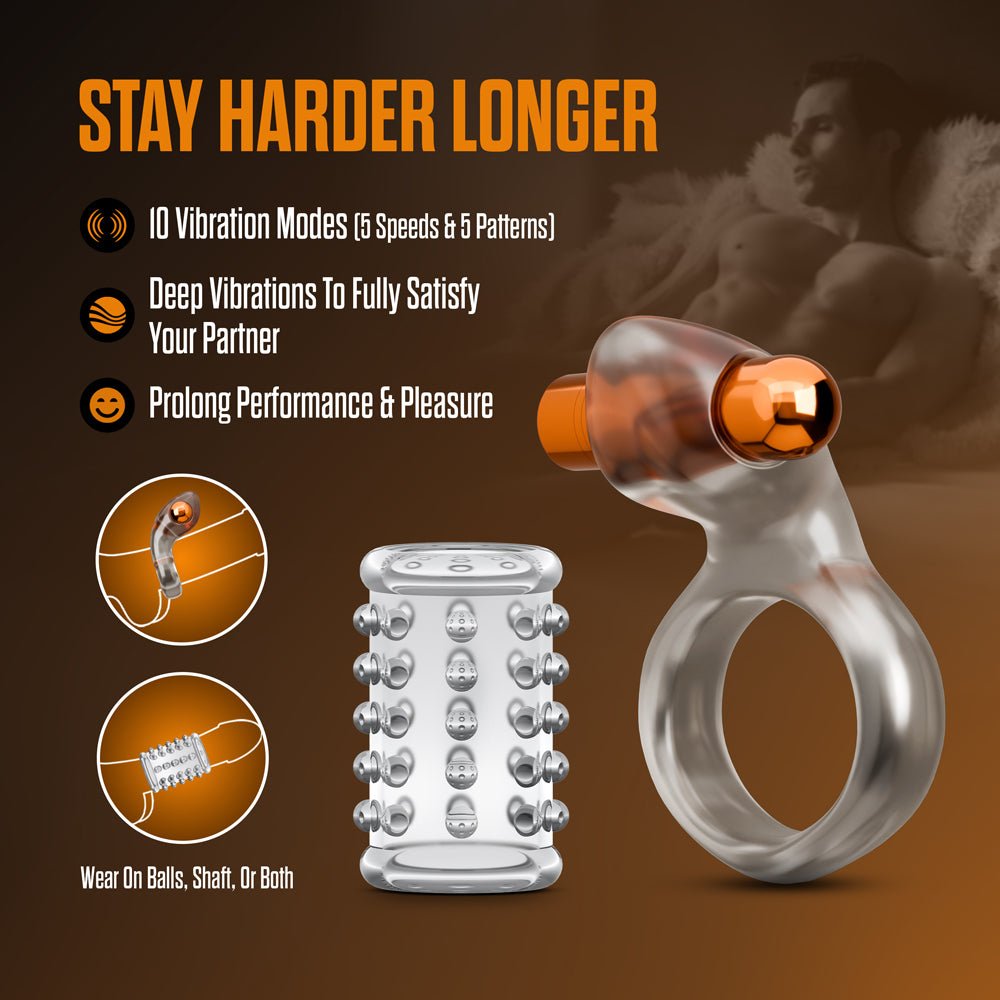 Stay Hard Vibrating Cock Ring Set with Sleeve 2 - Image 9
