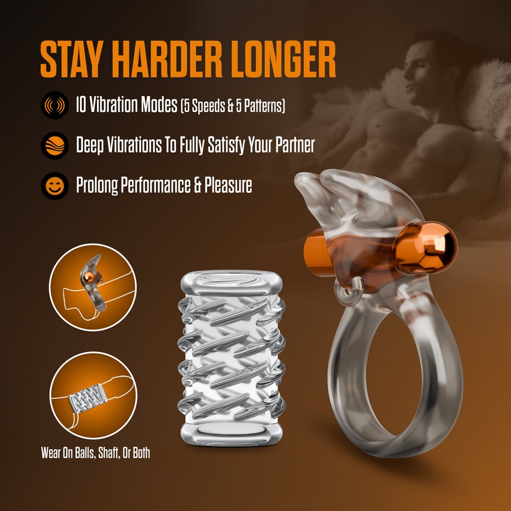Stay Hard Vibrating Cock Ring Set with Sleeve 4 - Image 9