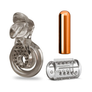Alternative view of Stay Hard Vibrating Cock Ring Set with Sleeve 5