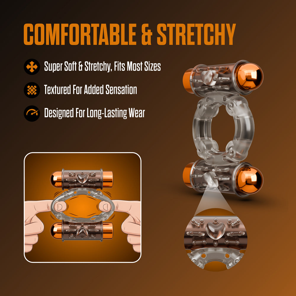 Stay Hard Vibrating Cock Ring Set with Sleeve and 2 Bullets - Image 10