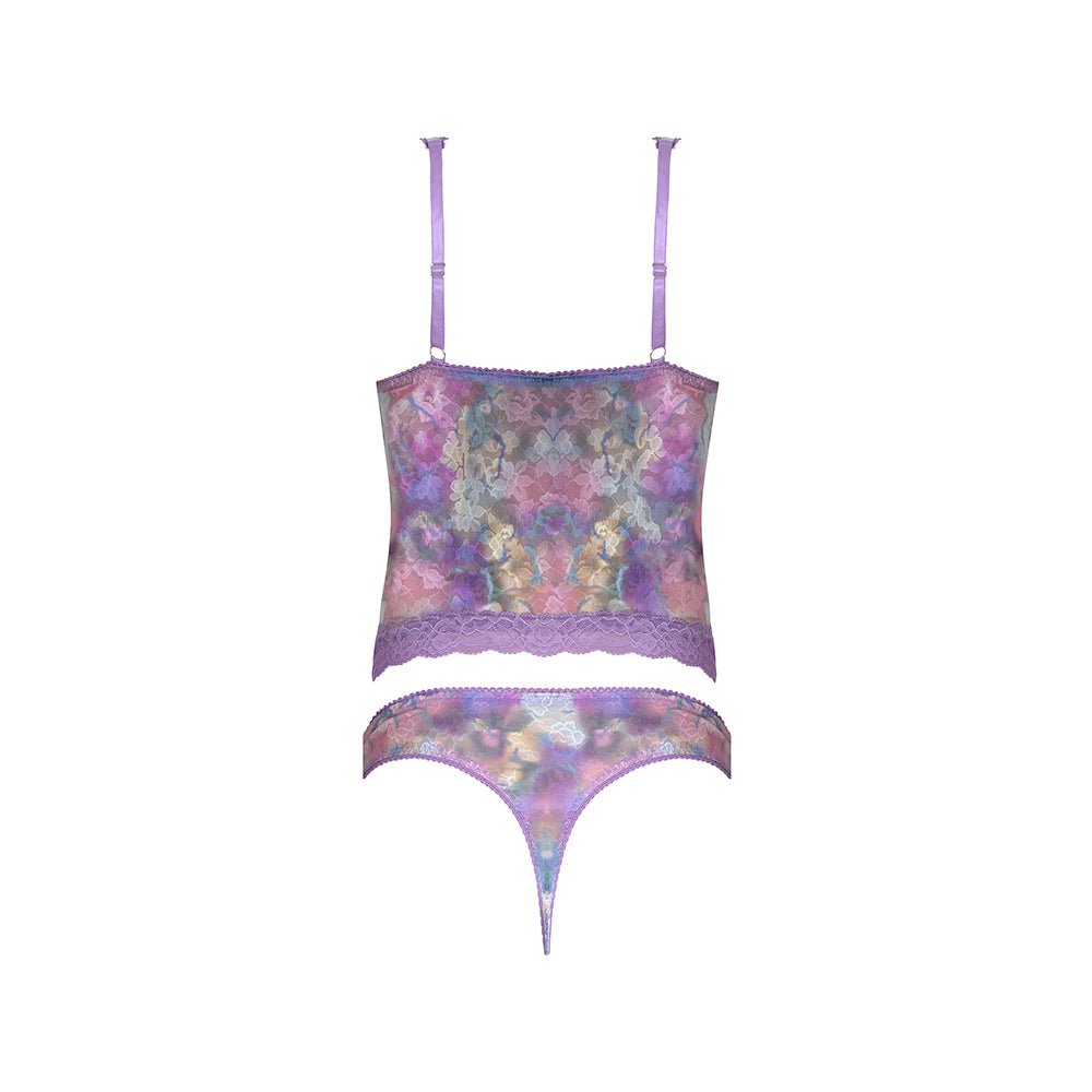 Magic Silk Wisteria Mist Bustier Cami & Thong Set Floral L/XL - Image 7