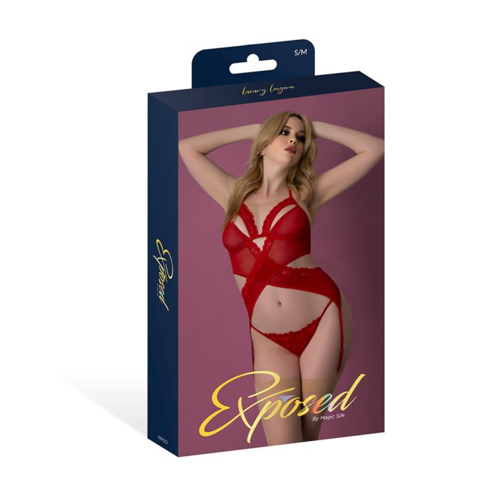 Magic Silk Rush Merry Widow & Panty Set Red S/M