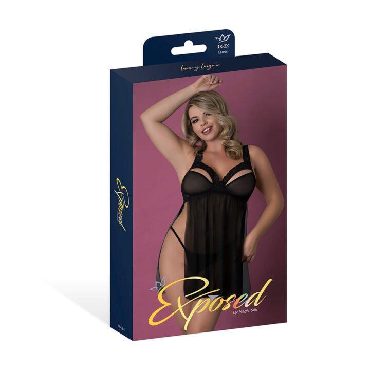 Magic Silk Rush Babydoll & Thong Set Black Queen Size