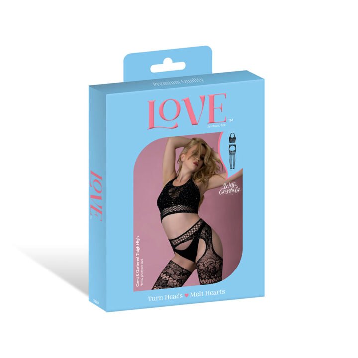Magic Silk Seamless Cami & Gartered Thigh High Black O/S