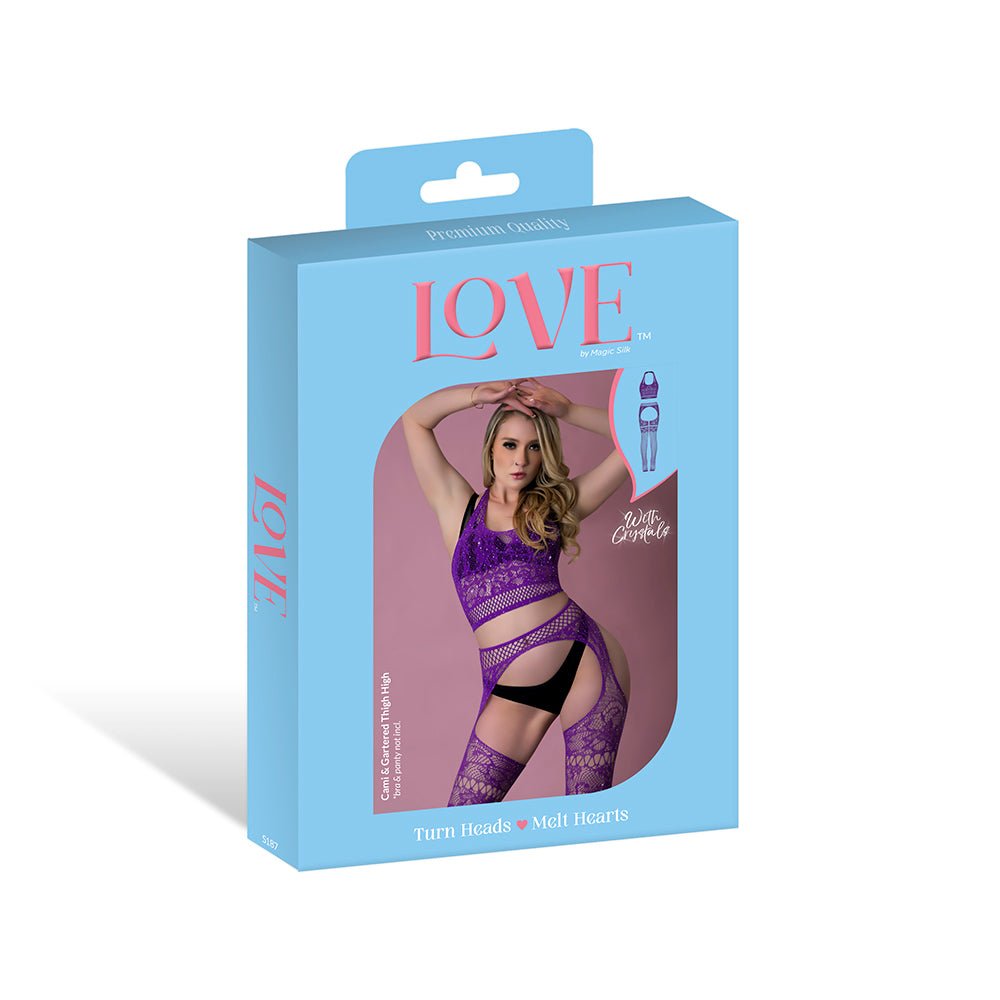 Magic Silk Seamless Cami & Gartered Thigh High Violet O/S