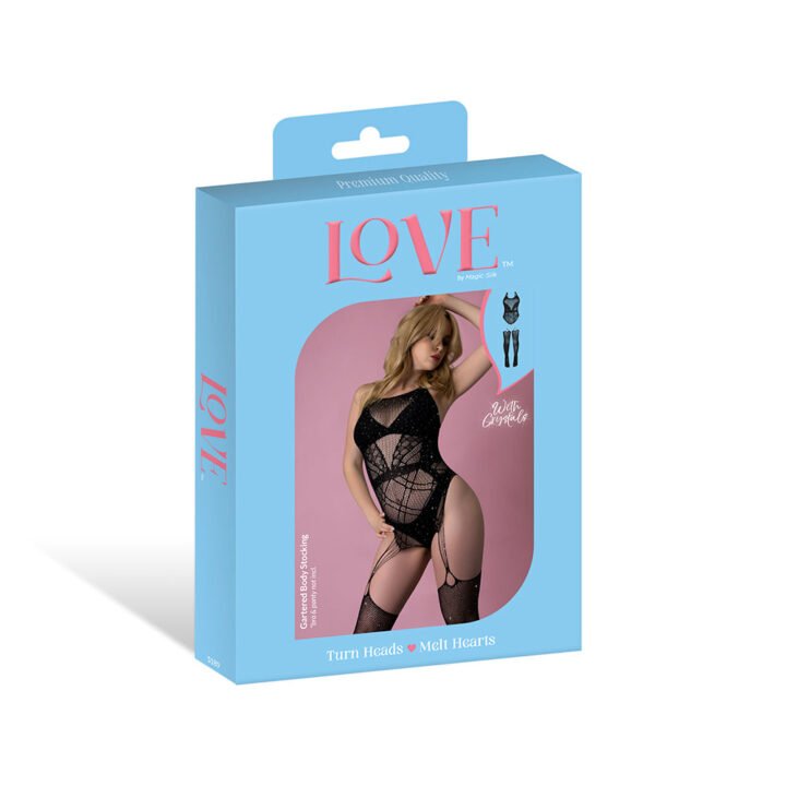 Magic Silk Seamless Gartered Bodystocking Black O/S