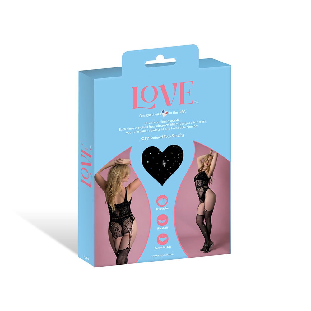 Magic Silk Seamless Gartered Bodystocking Black O/S - Image 7