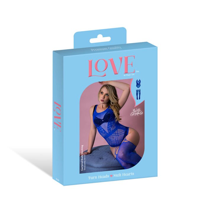 Magic Silk Seamless Gartered Bodystocking Blue O/S