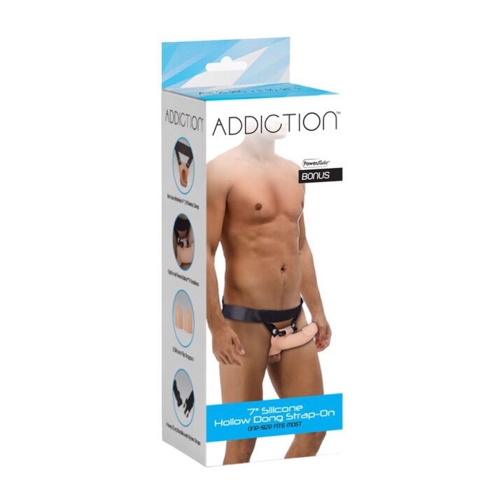 Addiction 7 in. Silicone Hollow Dong Strap-On Beige