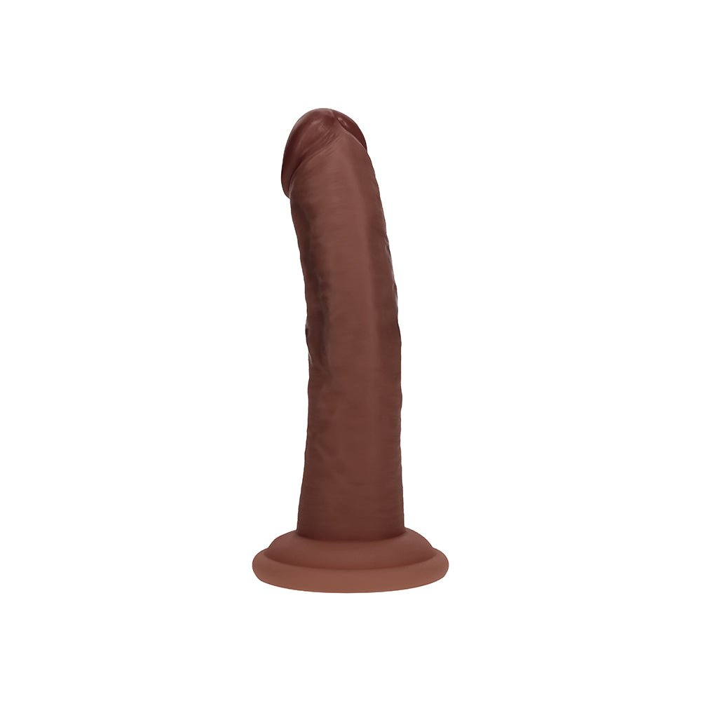 Realrock Dual Density Silicone Realistic Curved Dildo 6 in. Brown - Image 4