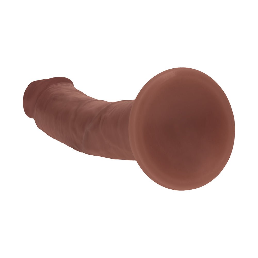 Realrock Dual Density Silicone Realistic Curved Dildo 6 in. Brown - Image 5