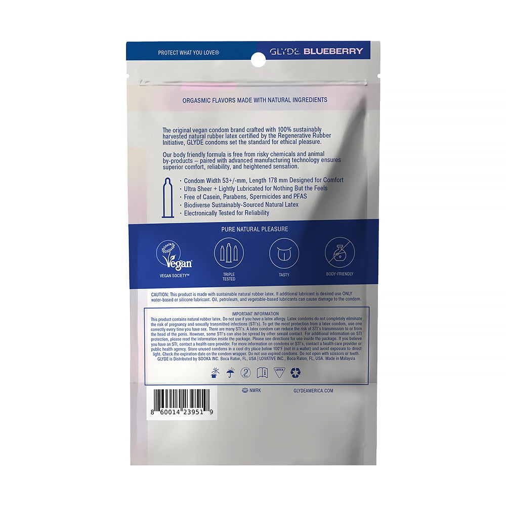 GLYDE Ultrathin Latex Condom Blueberry Flavored 12-Count - Image 2