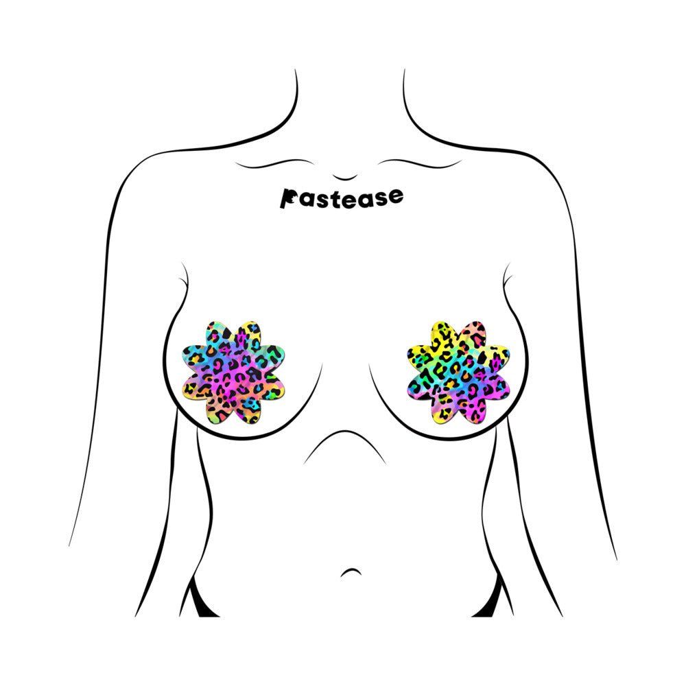 Pastease Rainbow Cheetah Leopard Print Petal Breast Pasties - Image 2