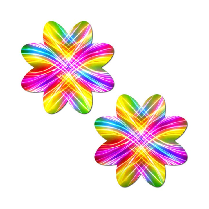 Pastease Electric Rainbow Fractal Laser Petal Breast Pasties