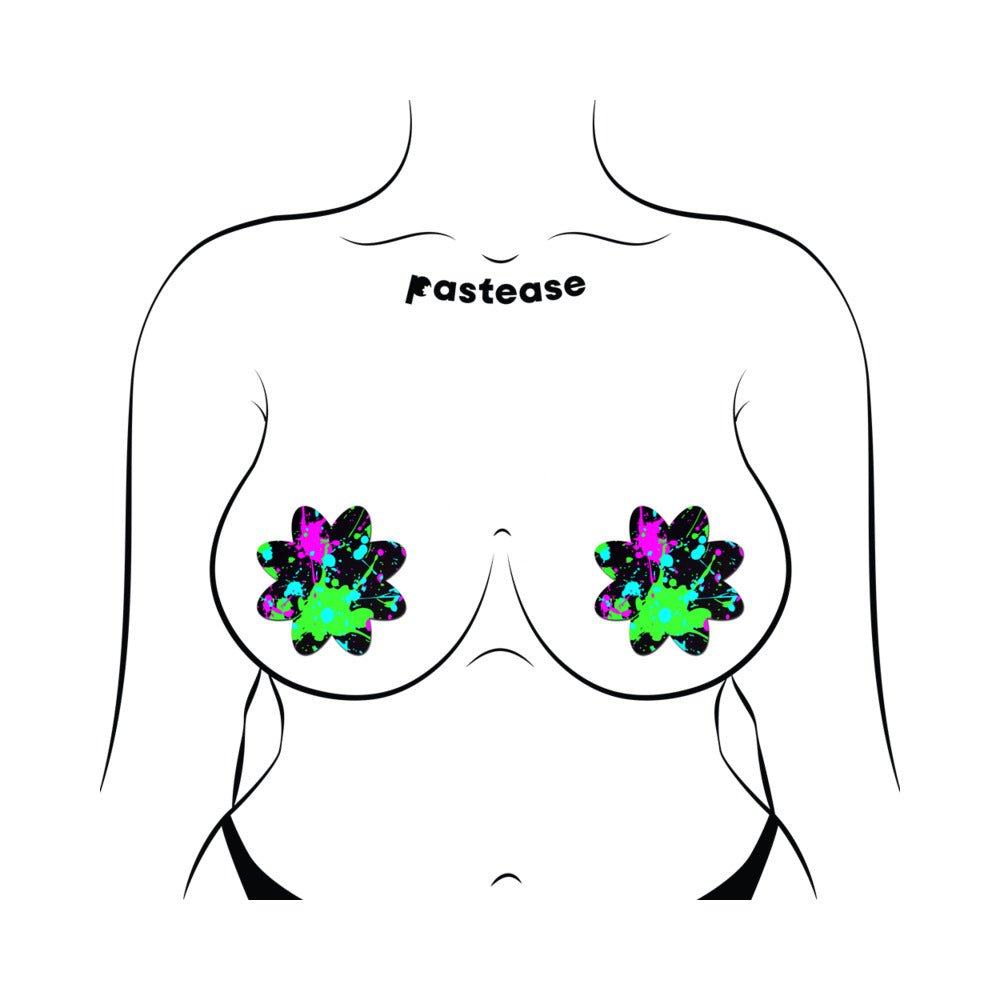 Pastease Vibrant Neon Paint Splatter Petal Breast Pasties - Image 3