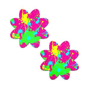Pastease Neon Pink Graffiti Paint Splatter Petal Breast Pasties