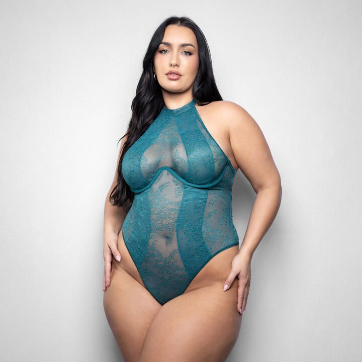 Fantasy Lingerie Elusive Kasmira Monowire Teddy with High Halter Neckline XL/2XL