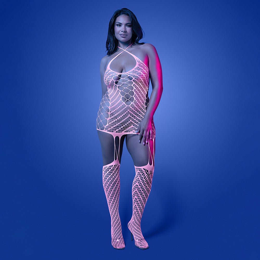 Fantasy Lingerie Glow Metamorphic Glow-in-the-Dark Bodystocking Dress Queen Size - Image 2