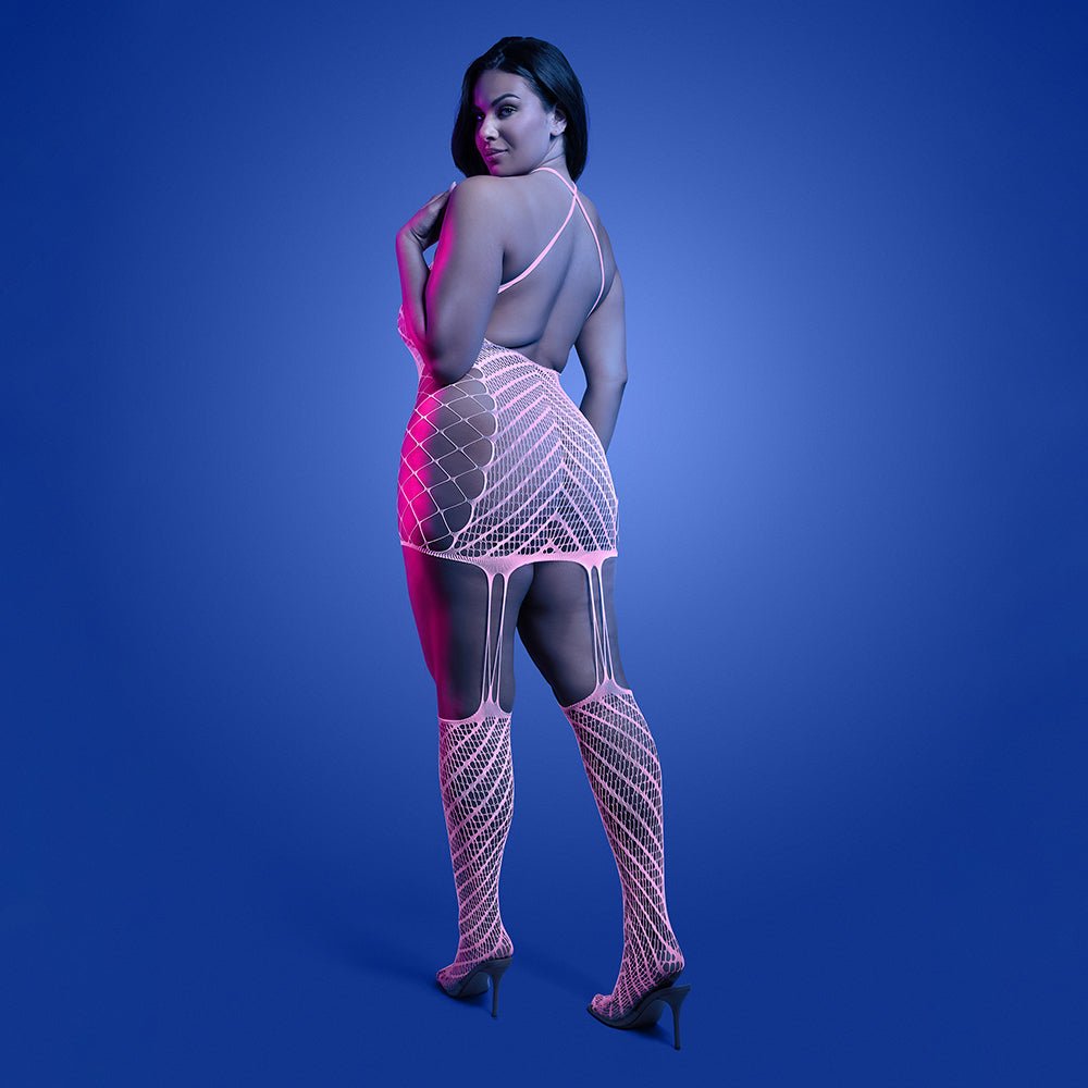 Fantasy Lingerie Glow Metamorphic Glow-in-the-Dark Bodystocking Dress Queen Size - Image 3