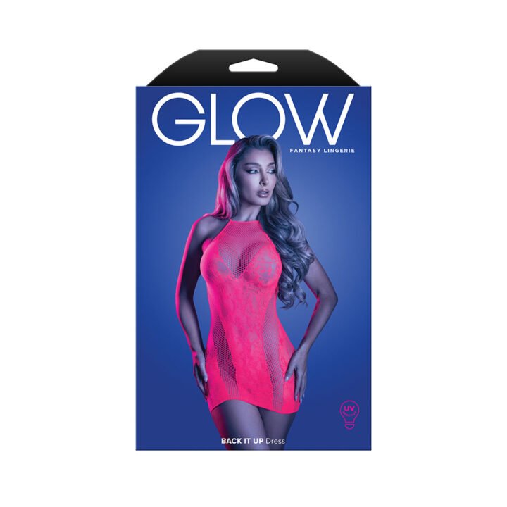 Fantasy Lingerie Glow Back It Up Halter Dress in Floral Knit and Fishnet O/S