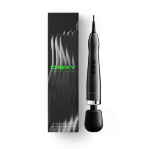 Doxy Die Cast Max plug-in massager in black with matching branded box