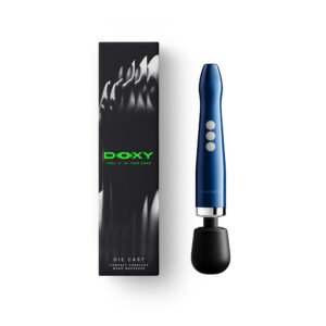 Doxy Die Cast Compact Cordless Wand in blue with black head and product box
