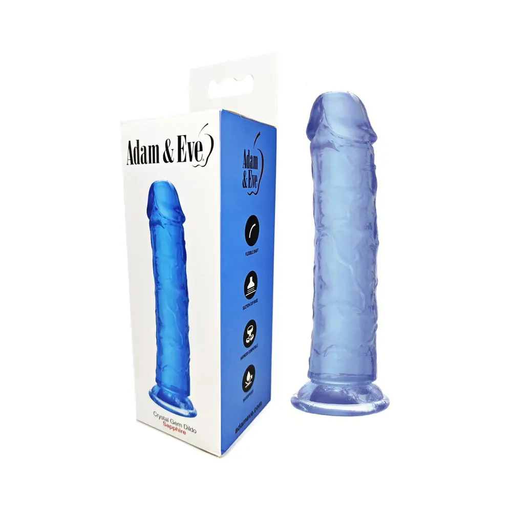 Adam & Eve Crystal Gem 7 in. Dildo Sapphire